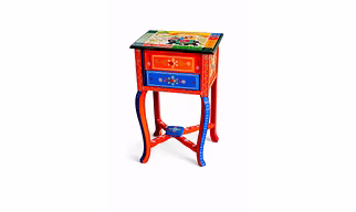 Handcrafted Wooden Bedside Table / Side Cabinet (Painted Handicraft Furniture)