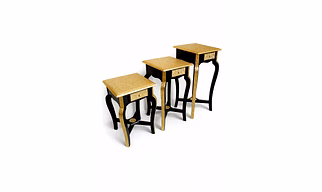 Wooden pedestal brass table set