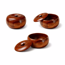 handcrafted wooden storage bowl with lid
