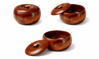 Handcrafted Wooden Storage Bowl with Lid