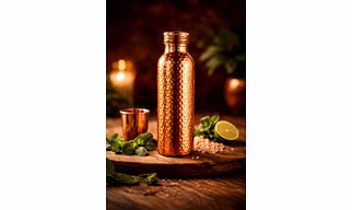 Handcrafted Pure Copper Water Bottle (Hammered Finish)