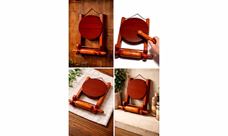 Wooden Roti / Chapati Press with Rolling Pin – Handcrafted Kitchen Tool