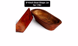 Handcrafted Wooden Boat Shape Jar (8 × 4 Inch)