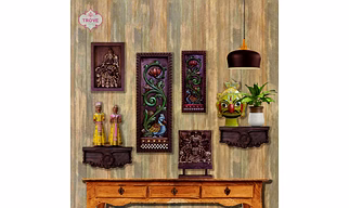 Handcrafted Wooden Wall Art Panels – Traditional Indian Motif