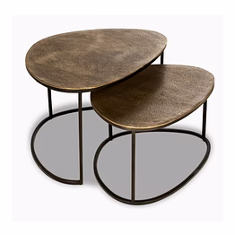 aluminium metal coffee table (set of 2) izara - antique gold