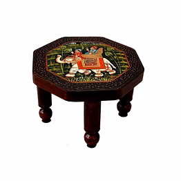 set of two stool rajasthani solid wood hand painted | wooden sitting stool | living room decor | indian