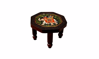 Set of TWO Stool Rajasthani Solid Wood Hand Painted | Wooden Sitting Stool | Living Room Decor | Indian