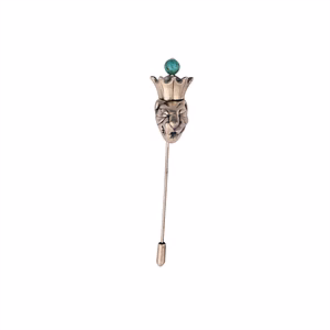 925 Sterling Silver Aquatic Lapel Pin – Artisan Elegance with Turquoise Accent