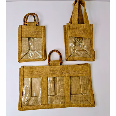 Jute Jar Bags-1,2,&amp; 3 windows-2