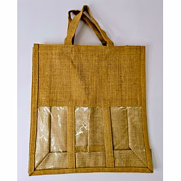 enigma exports jute wine bottle bag with window