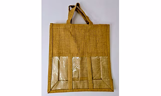 Jute Wine Bottle Bag with Window