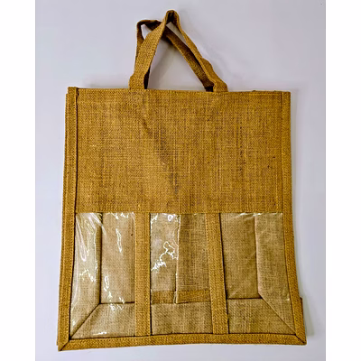 Jute Wine Bottle Bag with Window-En1021