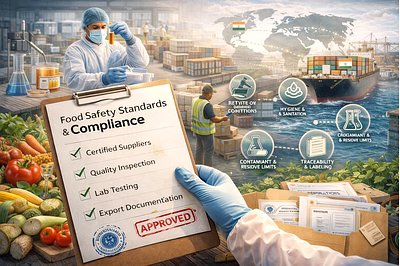 Food safety inspection and quality compliance for agro products prepared for international export.