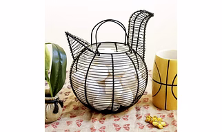 Egg Basket - Perfect Mesh Wire Design Storage Basket for collecting & Unique way to store and display your backyard eggs on your countertop - Black Metal - Made up of powder coated wire that protects you from corrosion and prevent breakage. Storage enough for 25 eggs ✔️Chicken Design