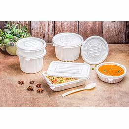 clearth cpla disposable containers for food with lids | leakproof biodegradable compostable storage meal boxes | freezer, microwave & heat safe