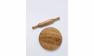 Deluxe Wooden Rolling Board & Pin Set with Stand