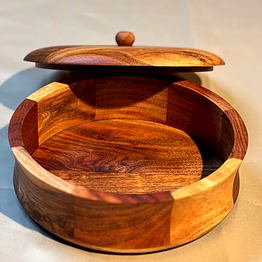 artisan acacia wood chapati storage box