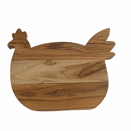 designer hen-shaped teak wood cutting board