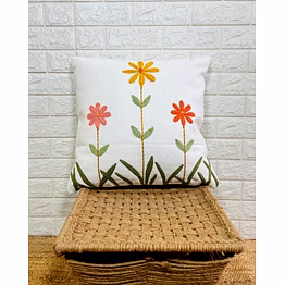 flower shape hand embroidered cushion cover 18x18