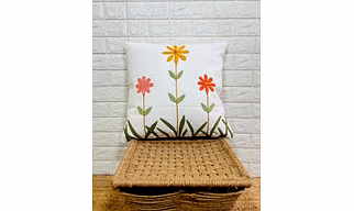 Flower Shape Hand Embroidered Cushion Cover 18x18