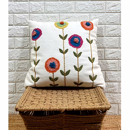 handicraft cotton cushion cover embroidery decorative boho pillow flower 18x18