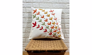 Flower Leaf Hand Made Cotton Cushion Cover 18x18