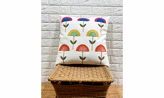 Tulip Shape Handmade Cotton Cushion Cover 18x18