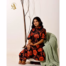 rust bloom midi western dress