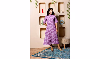 Lavendula Petal Midi Western Dress