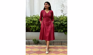 Maroon Elegance Panel Dress