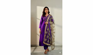 Raw Silk Suit with Skirt