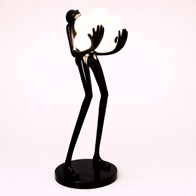 triivvayu 6ft five sphere lady figurine lamp - luxury floor sculpture with spherical lighting