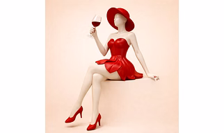Triivvayu Elegant Sitting Lady with Wine Glass Fiberglass Sculpture