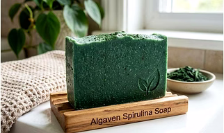 Spirulina Herbal Soap Enriched with Natural Algae Extract for Skin Detox, Nourishment and Healthy Glow