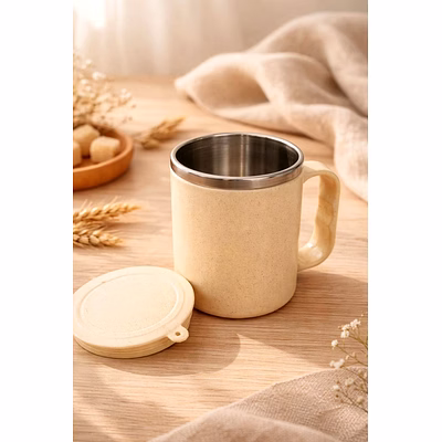 ecograin wheat straw insulated mug with lid – sustainable reusable beverage cup