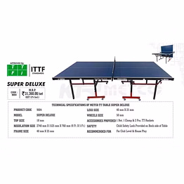 ktr metco table tennis table super deluxe (ttfi approved)