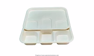 Bagasse 4 CP Meal Tray