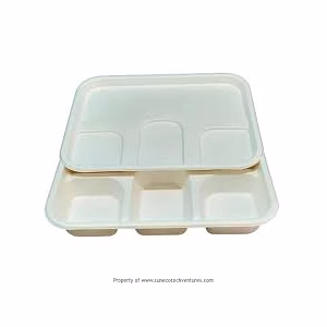 Bagasse 4 CP Meal Tray