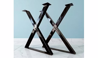 Handmade X-Shaped Metal Table Legs | Custom Height 26-30" | Industrial Dining Base (Set of 2)