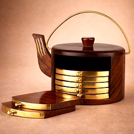 wooden coaster set