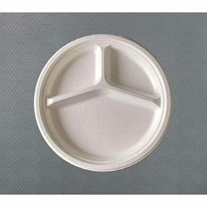 Round Compartment Bagasse Plate
