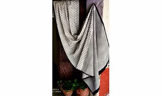 Block Print Saree Black & White