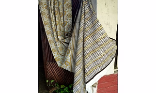 Block Print Saree Vegas Gold & Black