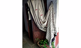Block Print Saree Rust & Black
