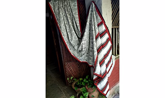 Block Print Saree Black & Maroon