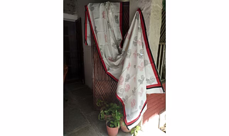 Block Print Saree Rust & Black
