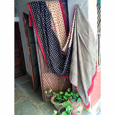 block print saree black & red