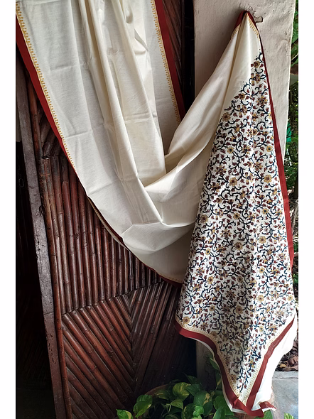 Block Print Saree Mustard & Rust