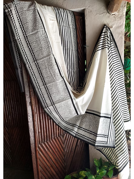 Block Print Saree Black & Gray