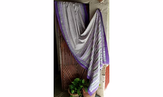Block Print Saree violet & silver